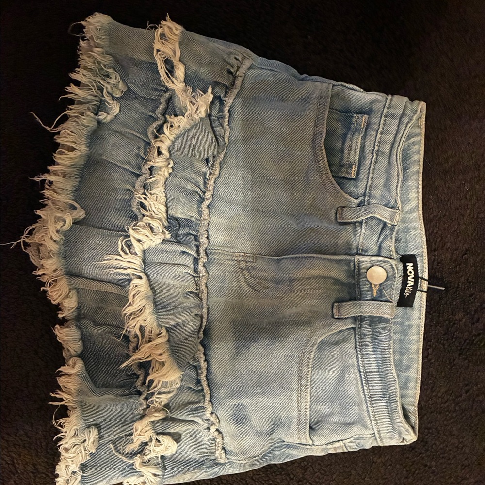 Nova Frayed Denim Skort